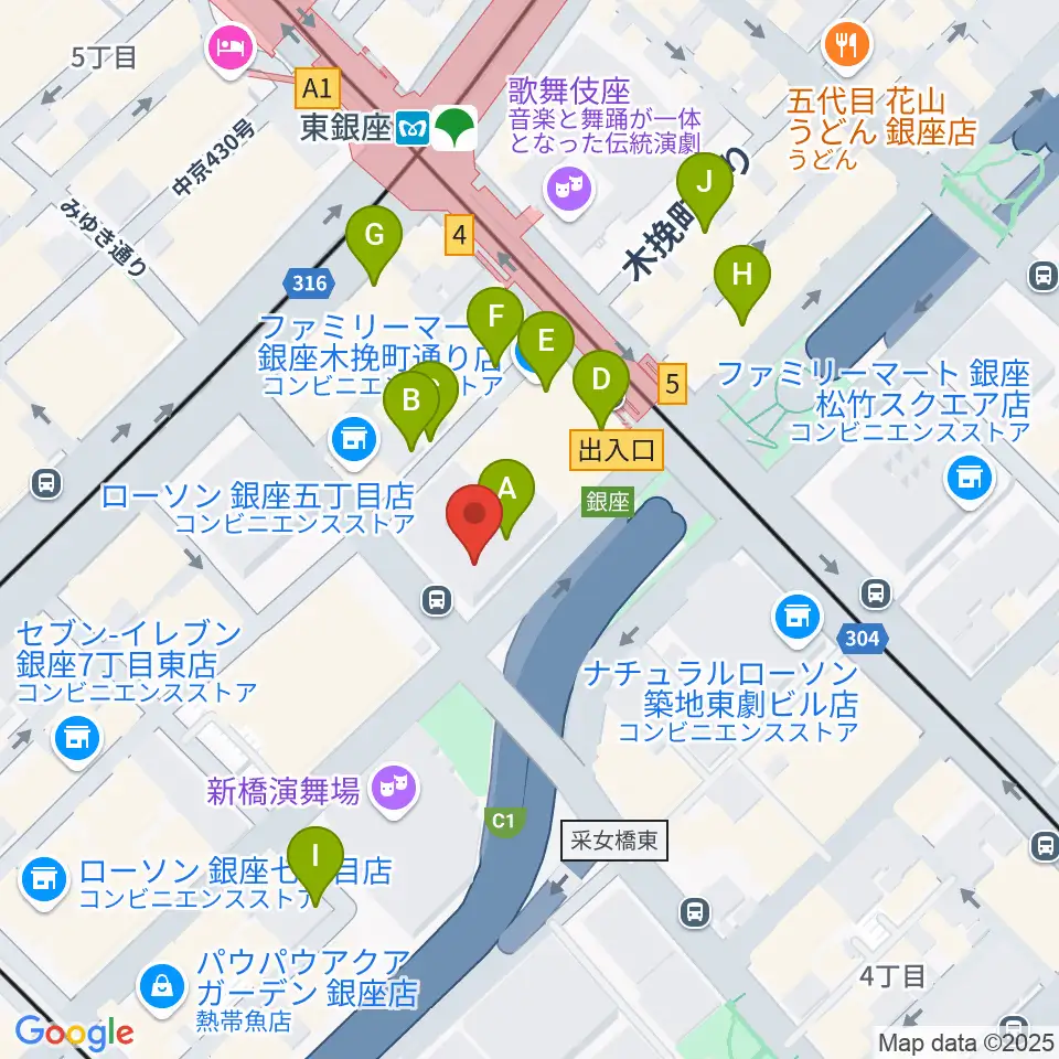時事通信ホール周辺のカフェ一覧地図