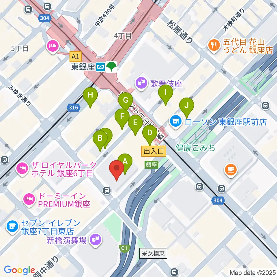 時事通信ホール周辺のカフェ一覧地図