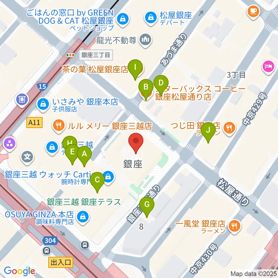 銀座 王子ホール周辺のカフェ一覧地図