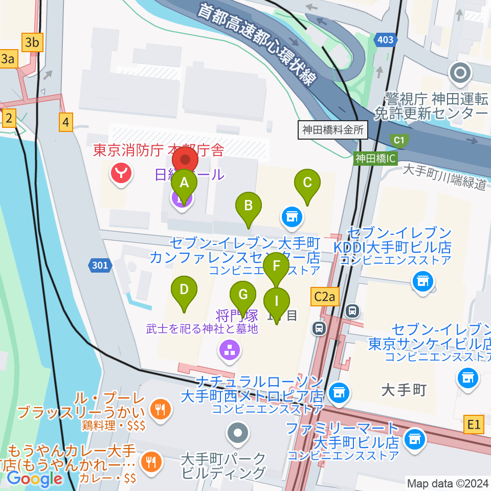 日経ホール周辺のカフェ一覧地図