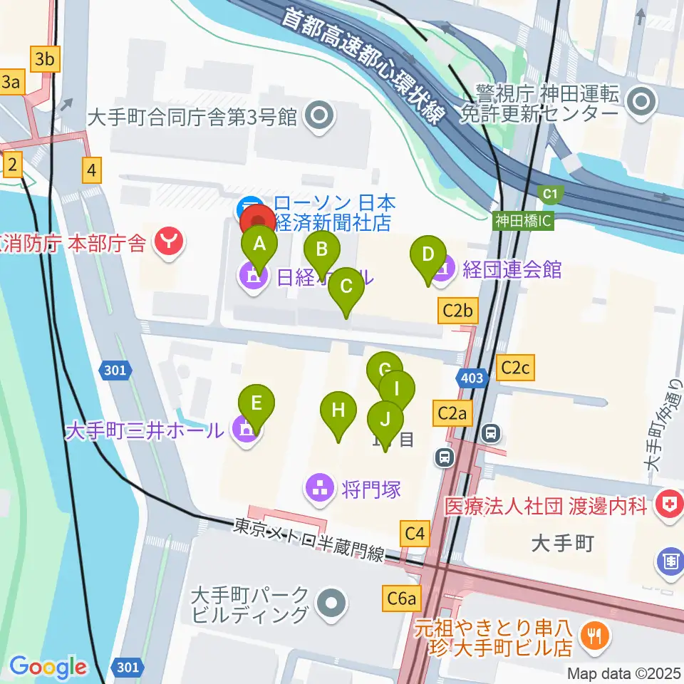 日経ホール周辺のカフェ一覧地図