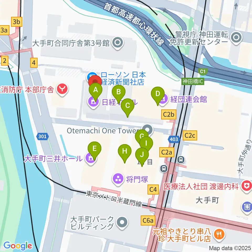 日経ホール周辺のカフェ一覧地図