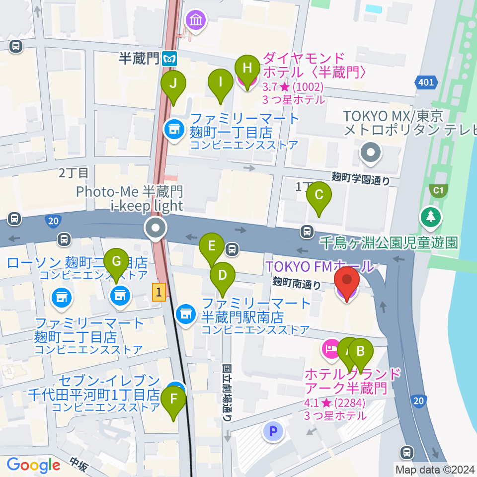 TOKYO FM HALL周辺のカフェ一覧地図