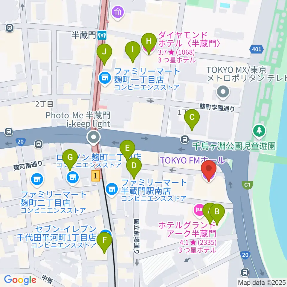 TOKYO FM HALL周辺のカフェ一覧地図