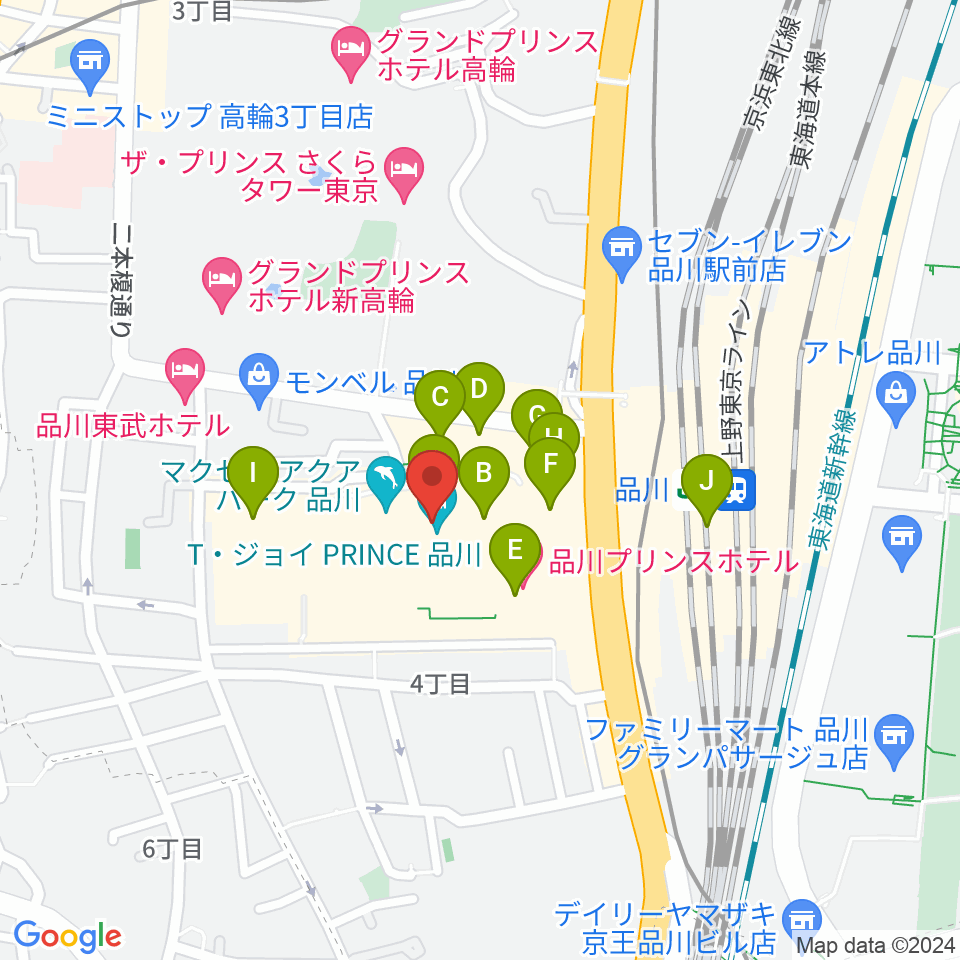 品川ステラボール周辺のカフェ一覧地図