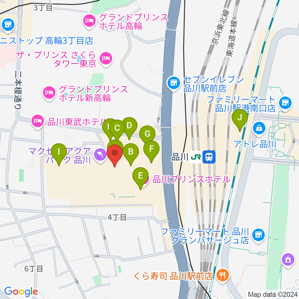 品川ステラボール周辺のカフェ一覧地図