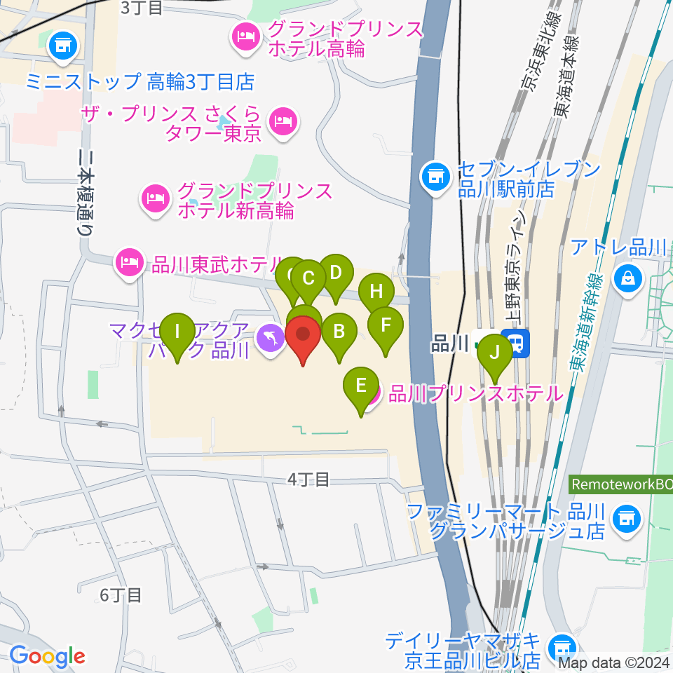 品川ステラボール周辺のカフェ一覧地図