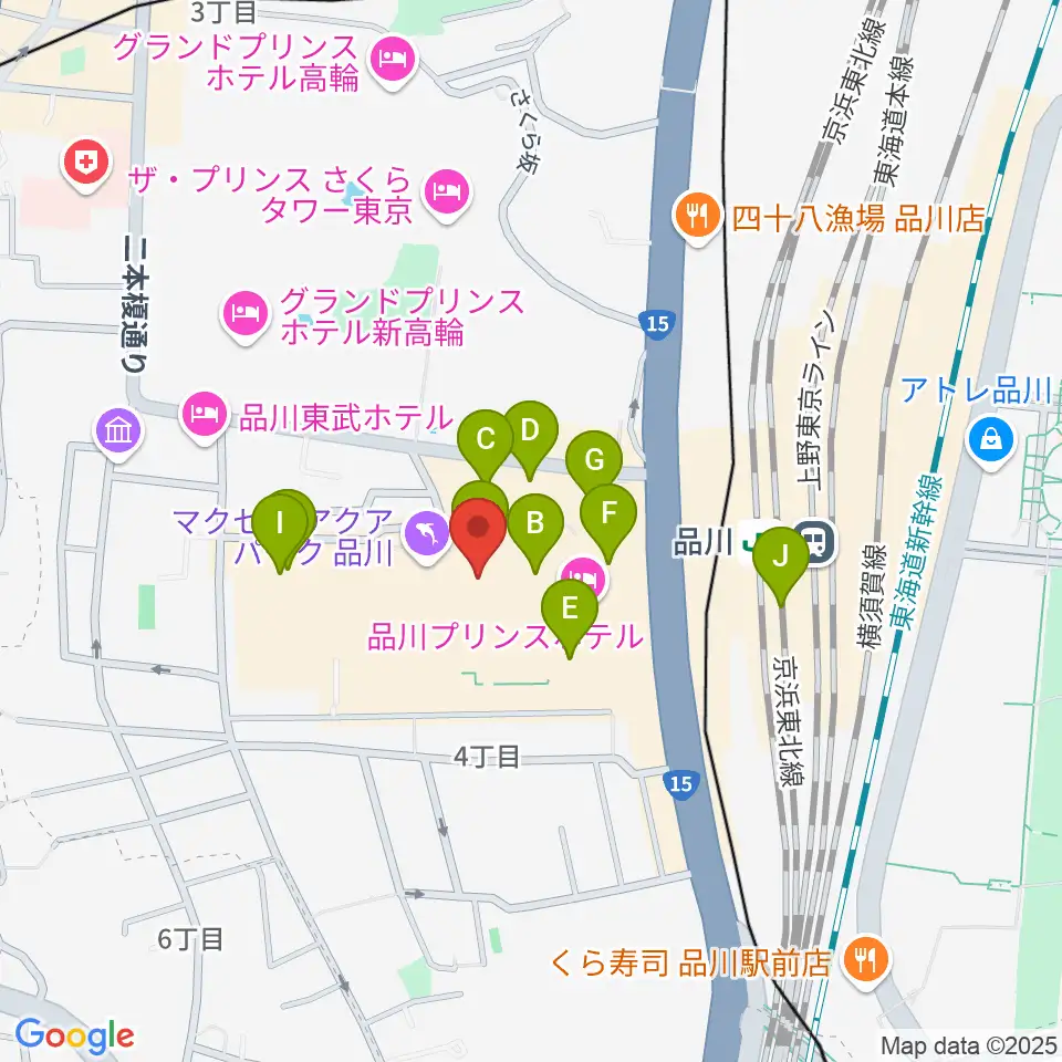 品川ステラボール周辺のカフェ一覧地図