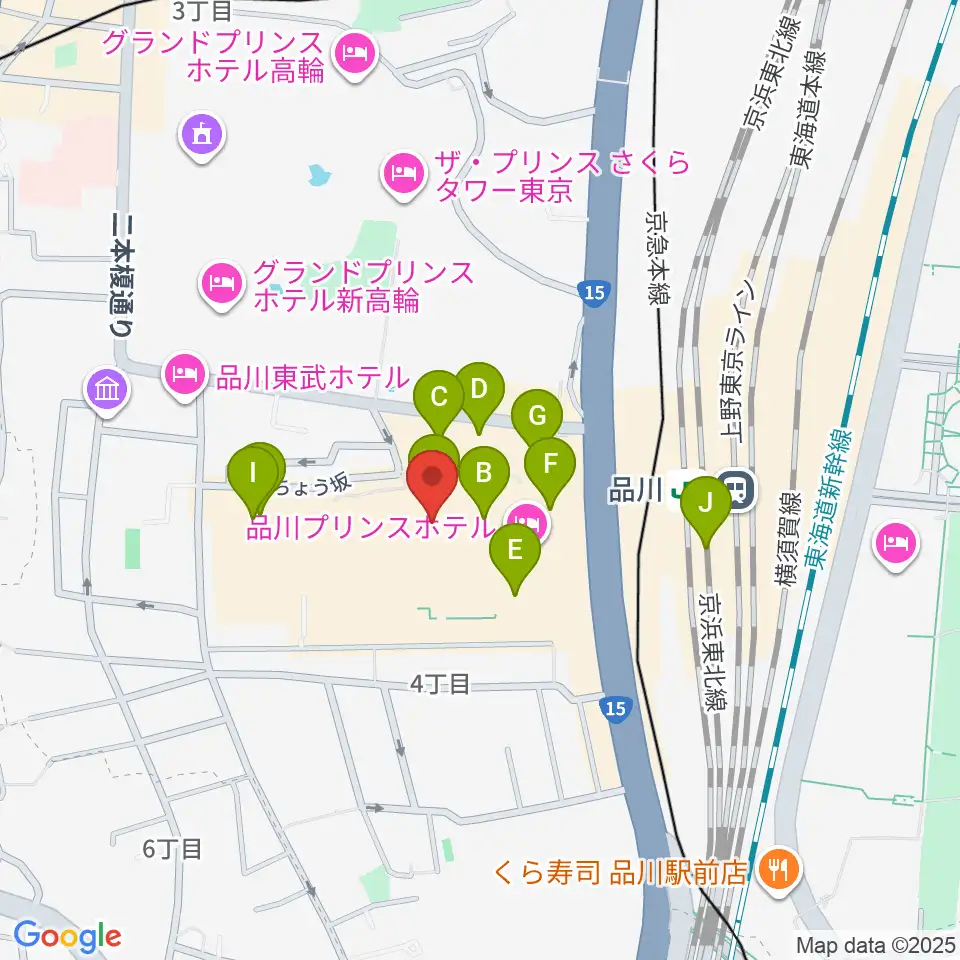 品川ステラボール周辺のカフェ一覧地図