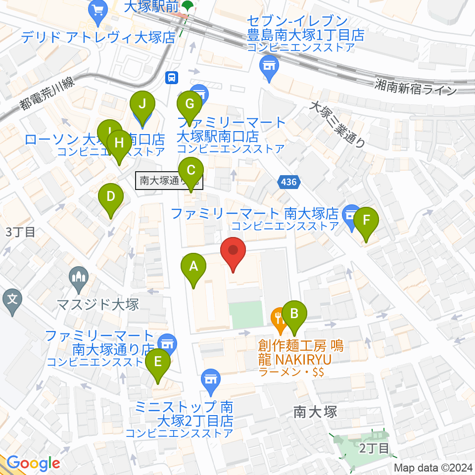 南大塚ホール周辺のカフェ一覧地図