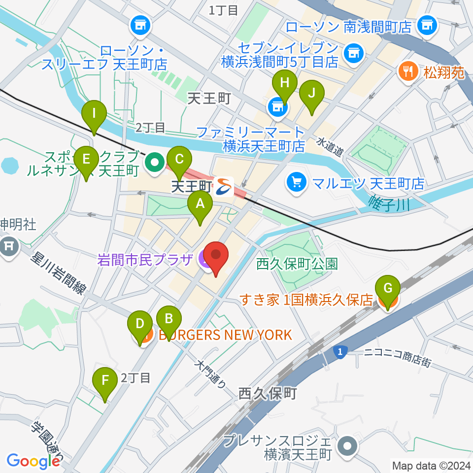 横浜市岩間市民プラザ周辺のカフェ一覧地図