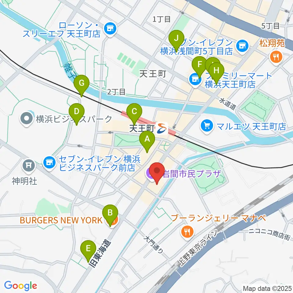 横浜市岩間市民プラザ周辺のカフェ一覧地図
