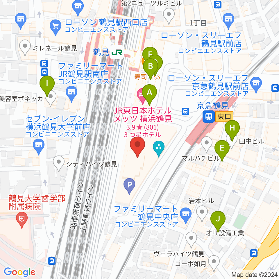 鶴見区民文化センターサルビアホール周辺のカフェ一覧地図