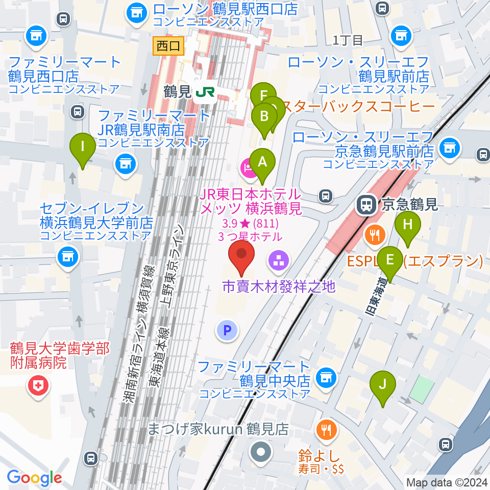 鶴見区民文化センターサルビアホール周辺のカフェ一覧地図