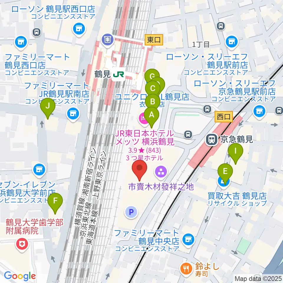 鶴見区民文化センターサルビアホール周辺のカフェ一覧地図
