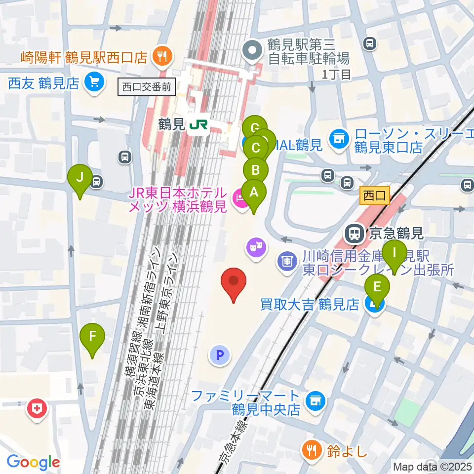 鶴見区民文化センターサルビアホール周辺のカフェ一覧地図