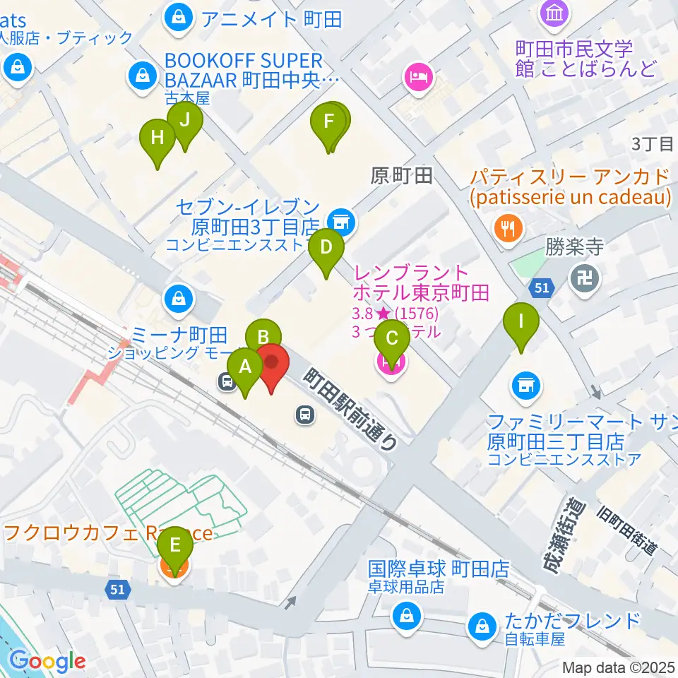 町田ターミナルプラザ市民広場周辺のカフェ一覧地図