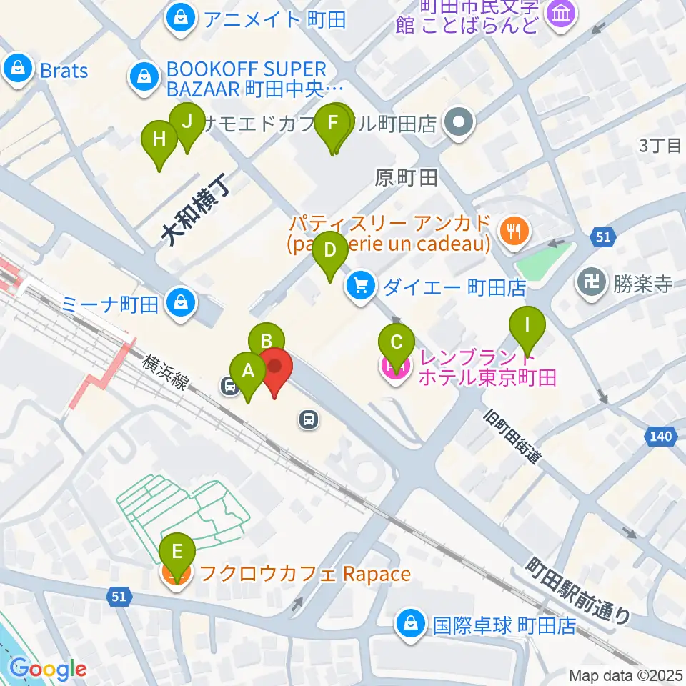 町田ターミナルプラザ市民広場周辺のカフェ一覧地図