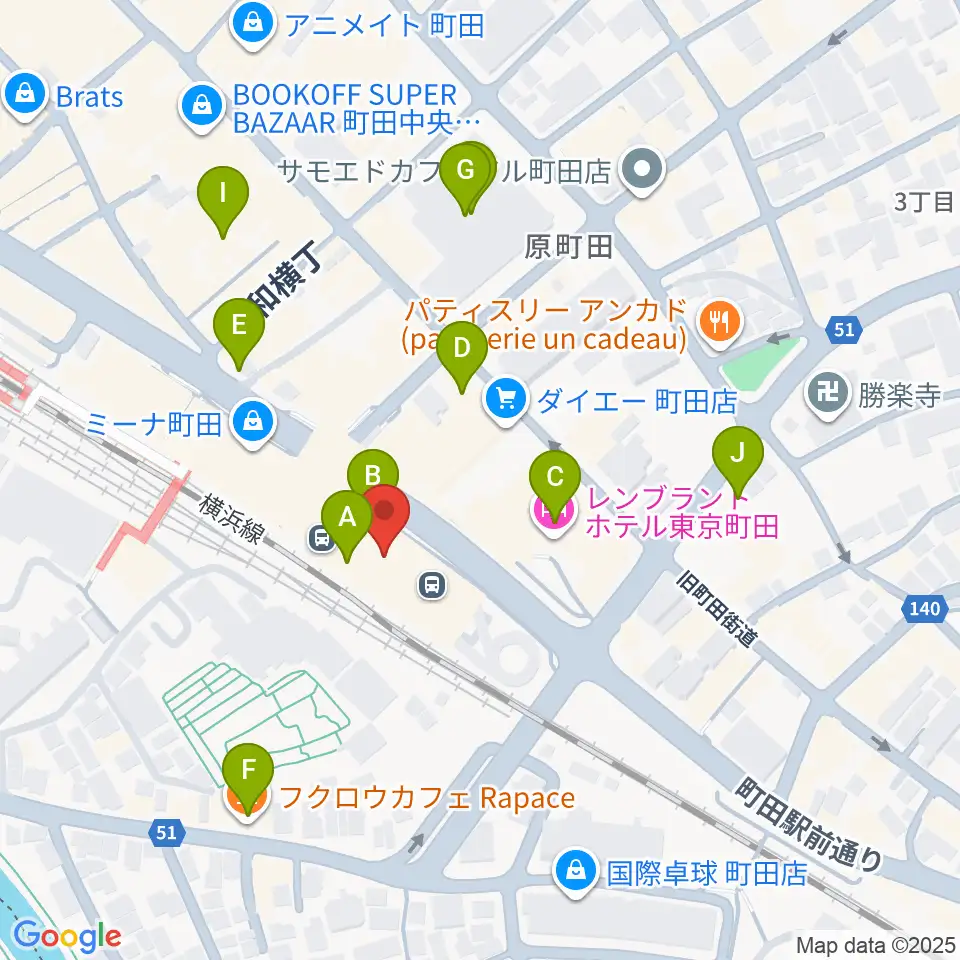 町田ターミナルプラザ市民広場周辺のカフェ一覧地図