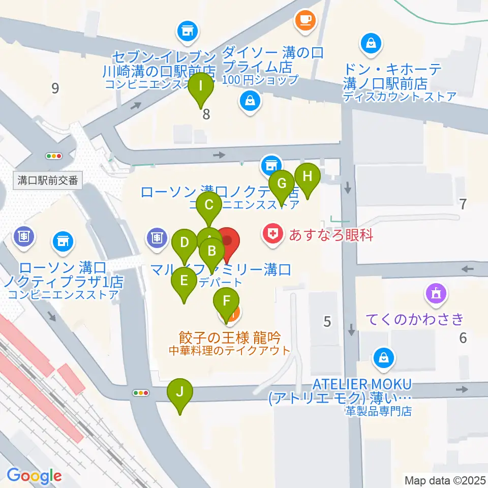川崎市高津市民館周辺のカフェ一覧地図