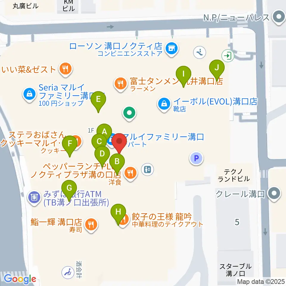 川崎市高津市民館周辺のカフェ一覧地図
