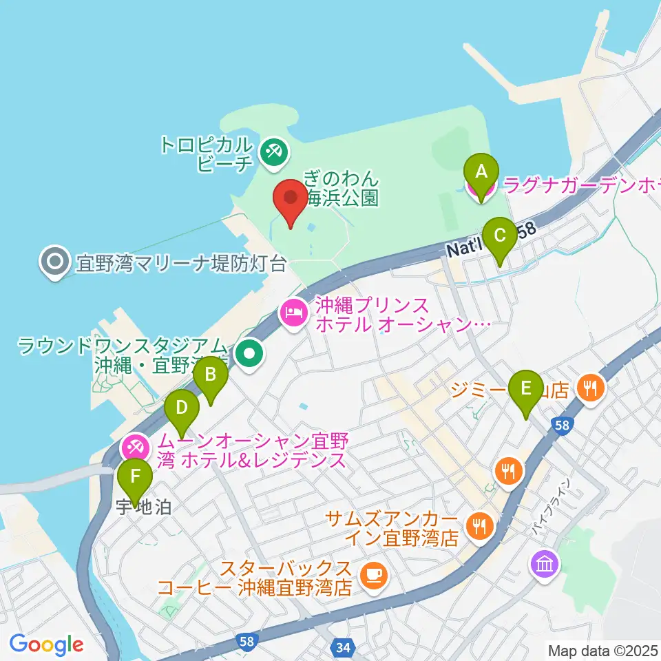 沖縄コンベンションセンター周辺のカフェ一覧地図