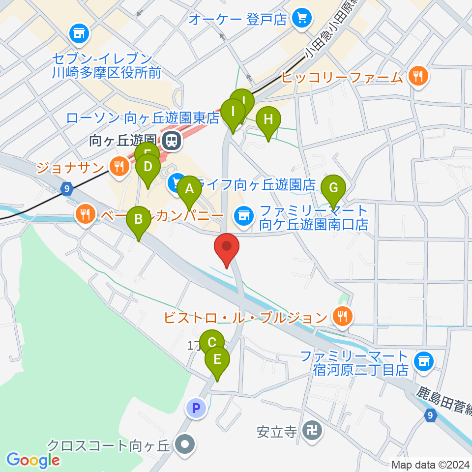 クレッシェレ音楽教室 向ヶ丘遊園校周辺のカフェ一覧地図