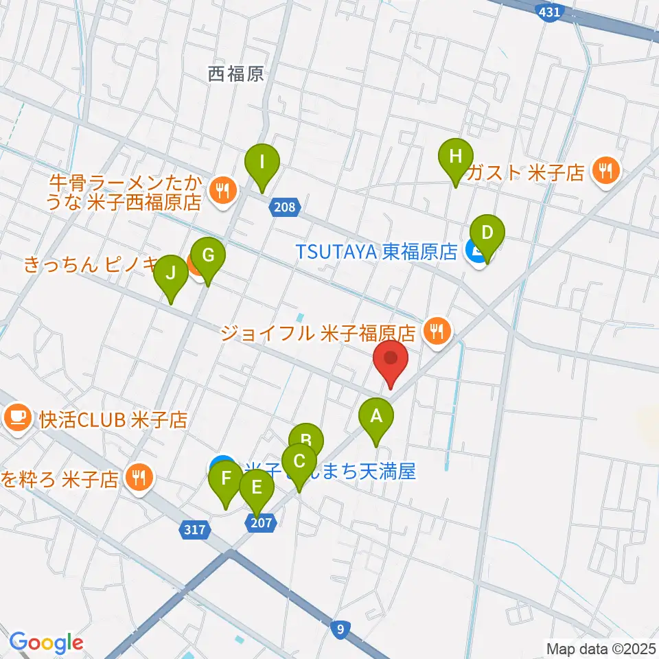 ヤマハパルス米子楽器 米子店周辺のカフェ一覧地図