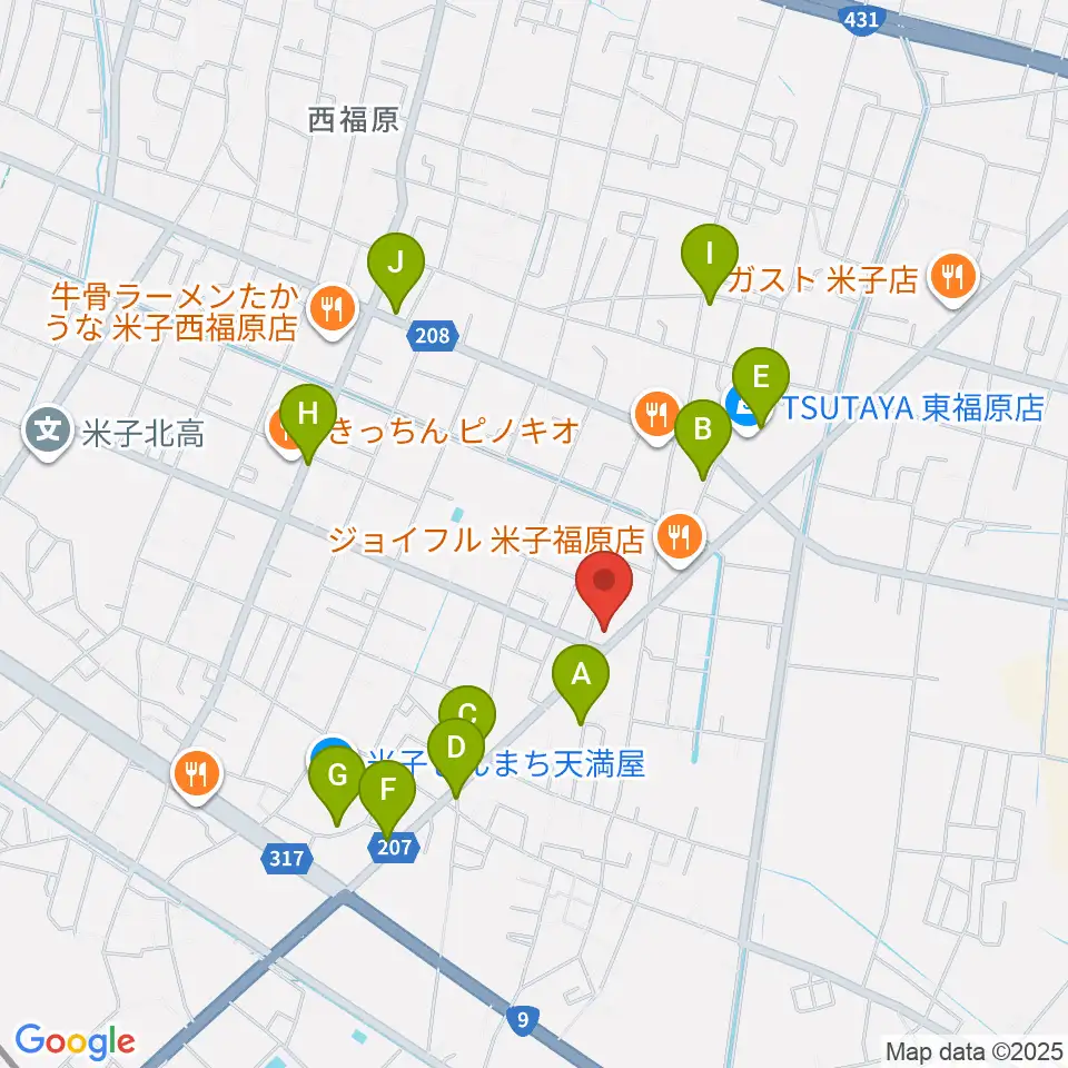 ヤマハパルス米子楽器 米子店周辺のカフェ一覧地図