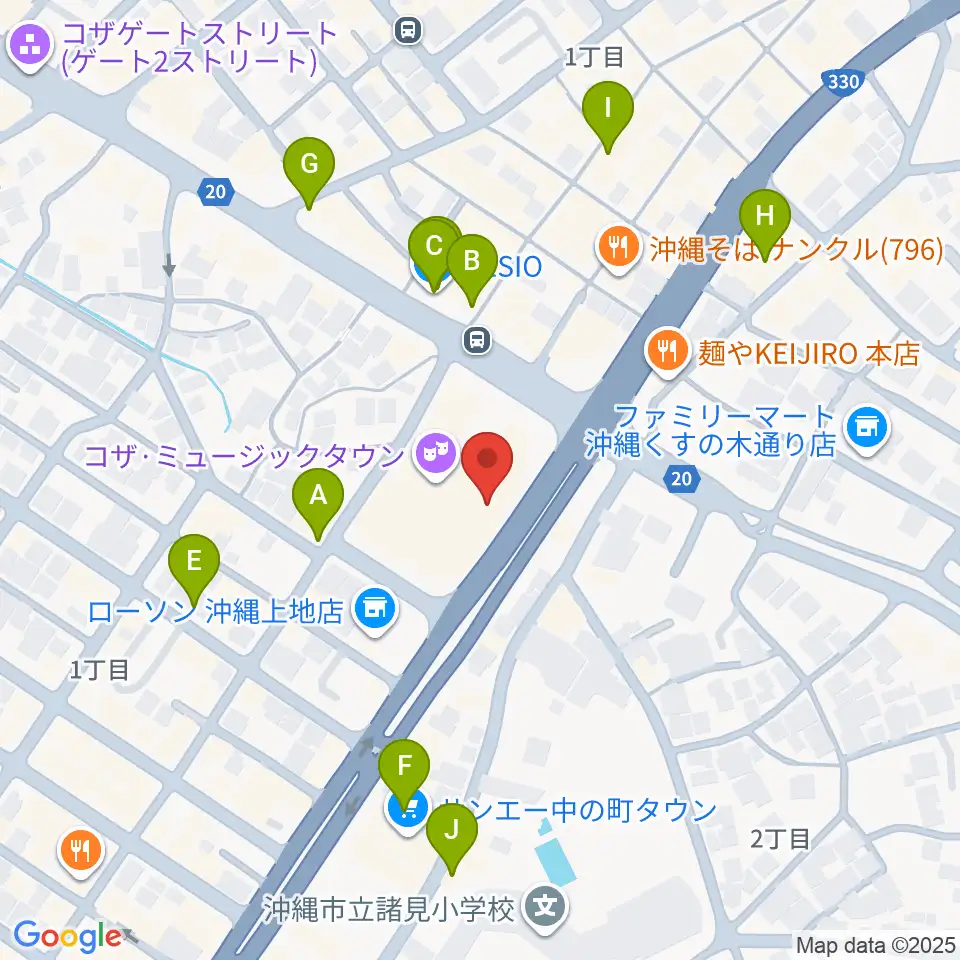 ミュージックタウン音市場周辺のカフェ一覧地図