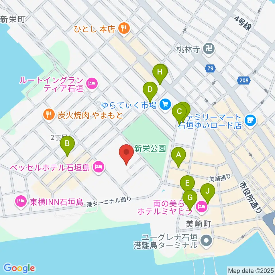 石垣市民会館周辺のカフェ一覧地図