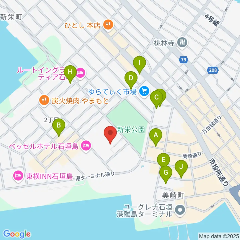 石垣市民会館周辺のカフェ一覧地図