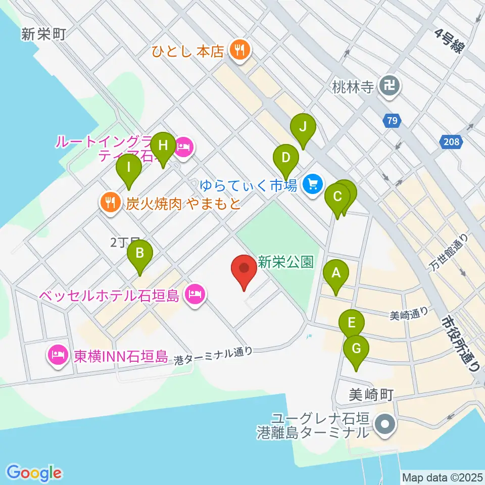 石垣市民会館周辺のカフェ一覧地図