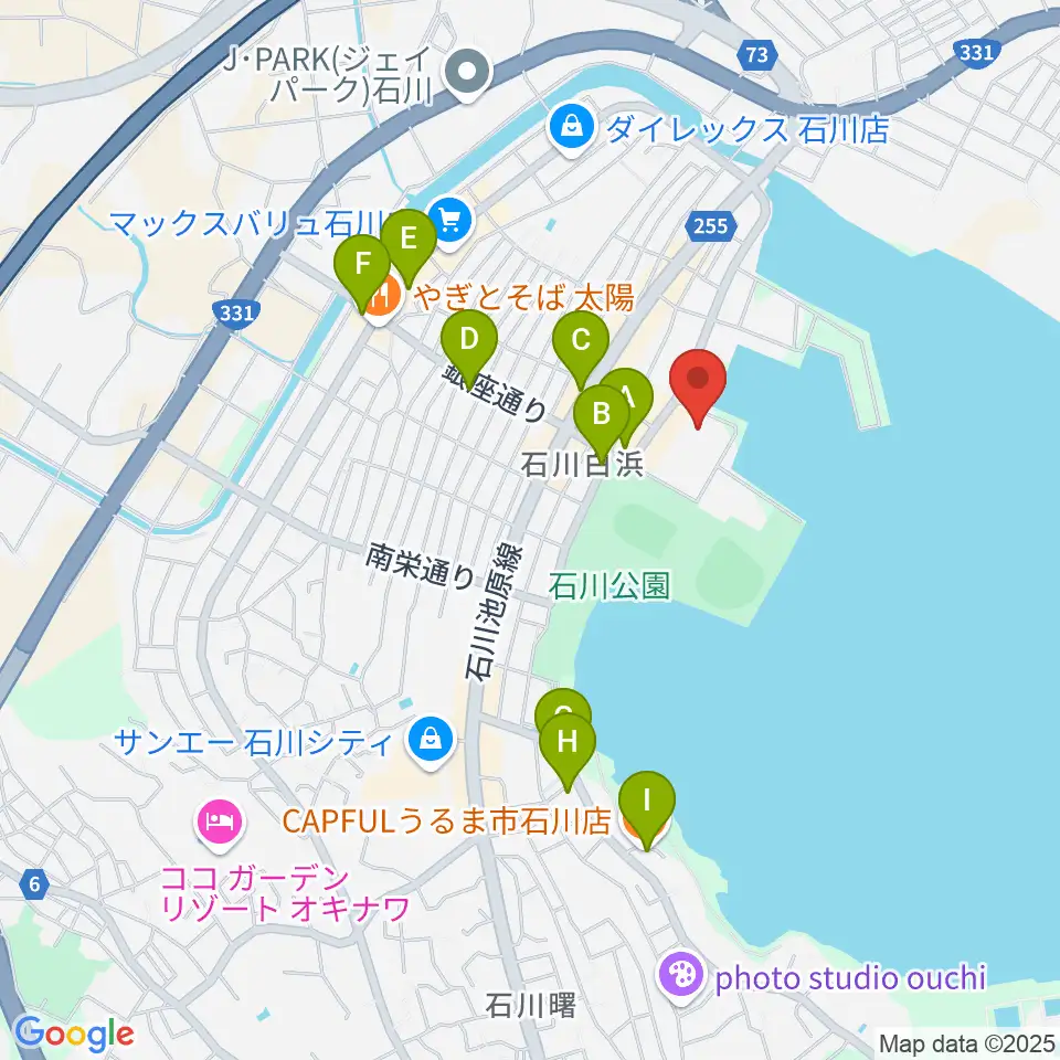 うるま市石川会館周辺のカフェ一覧地図