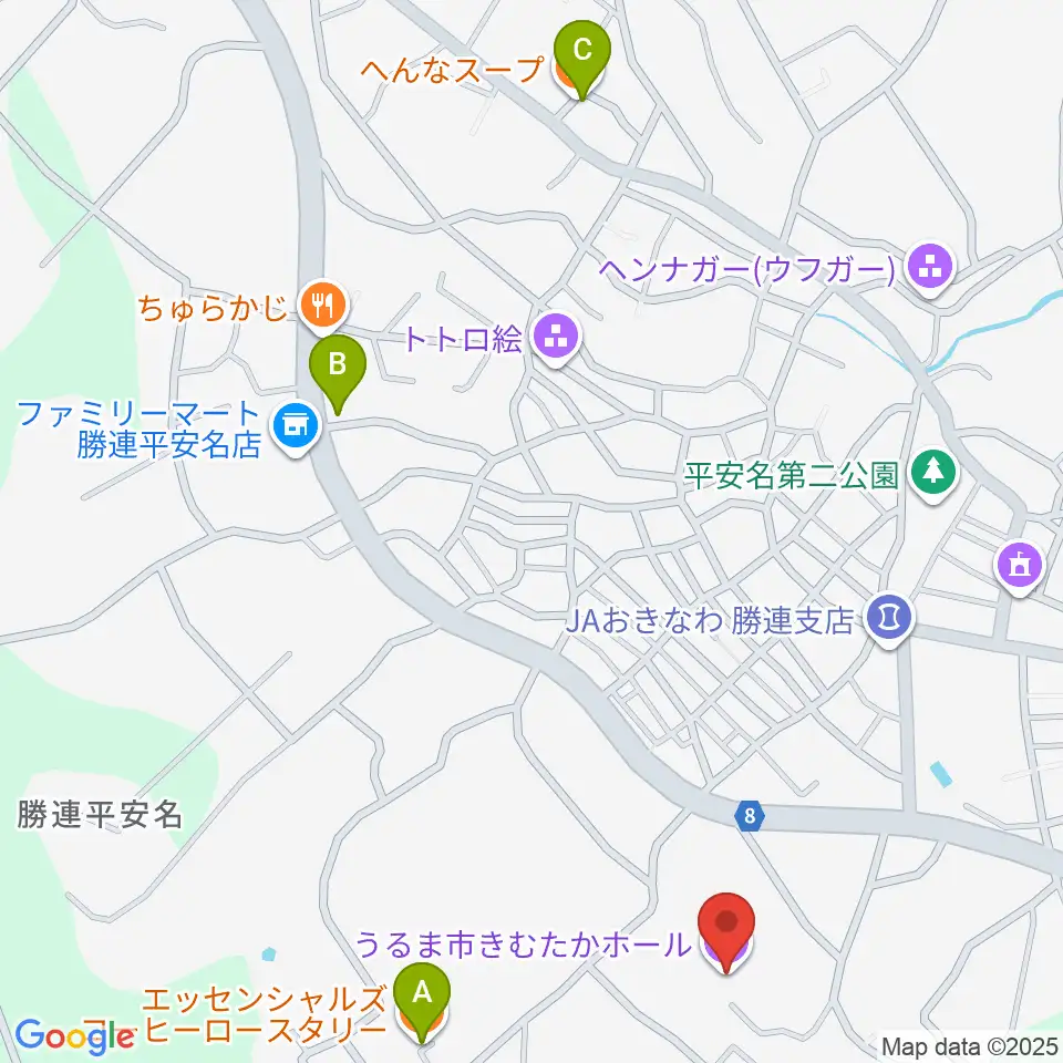 うるま市きむたかホール周辺のカフェ一覧地図