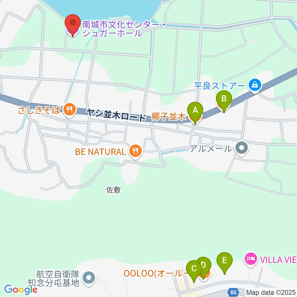 南城市文化センター シュガーホール周辺のカフェ一覧地図