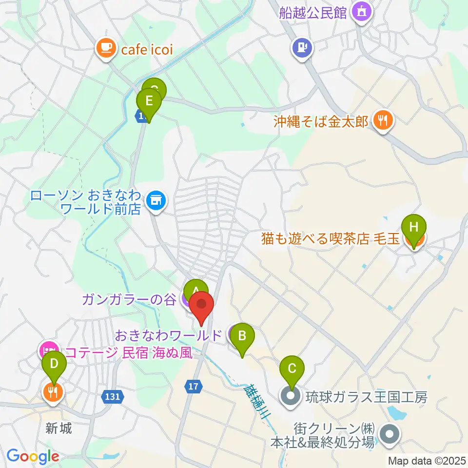 ガンガラーの谷周辺のカフェ一覧地図