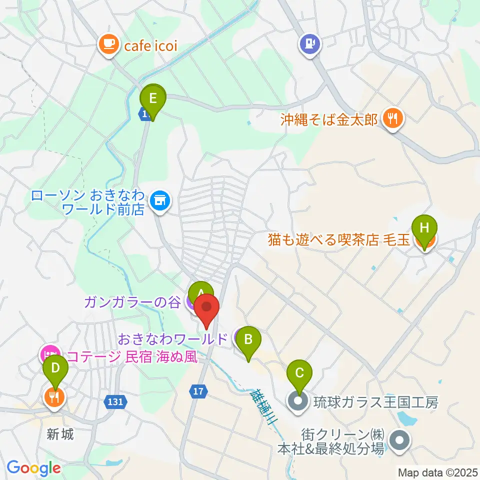 ガンガラーの谷周辺のカフェ一覧地図