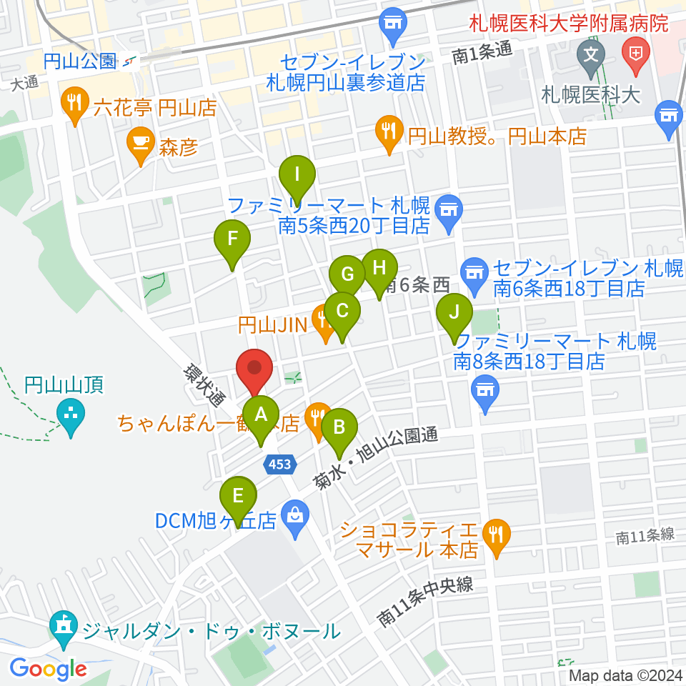 中古楽器専門店QUEST周辺のカフェ一覧地図