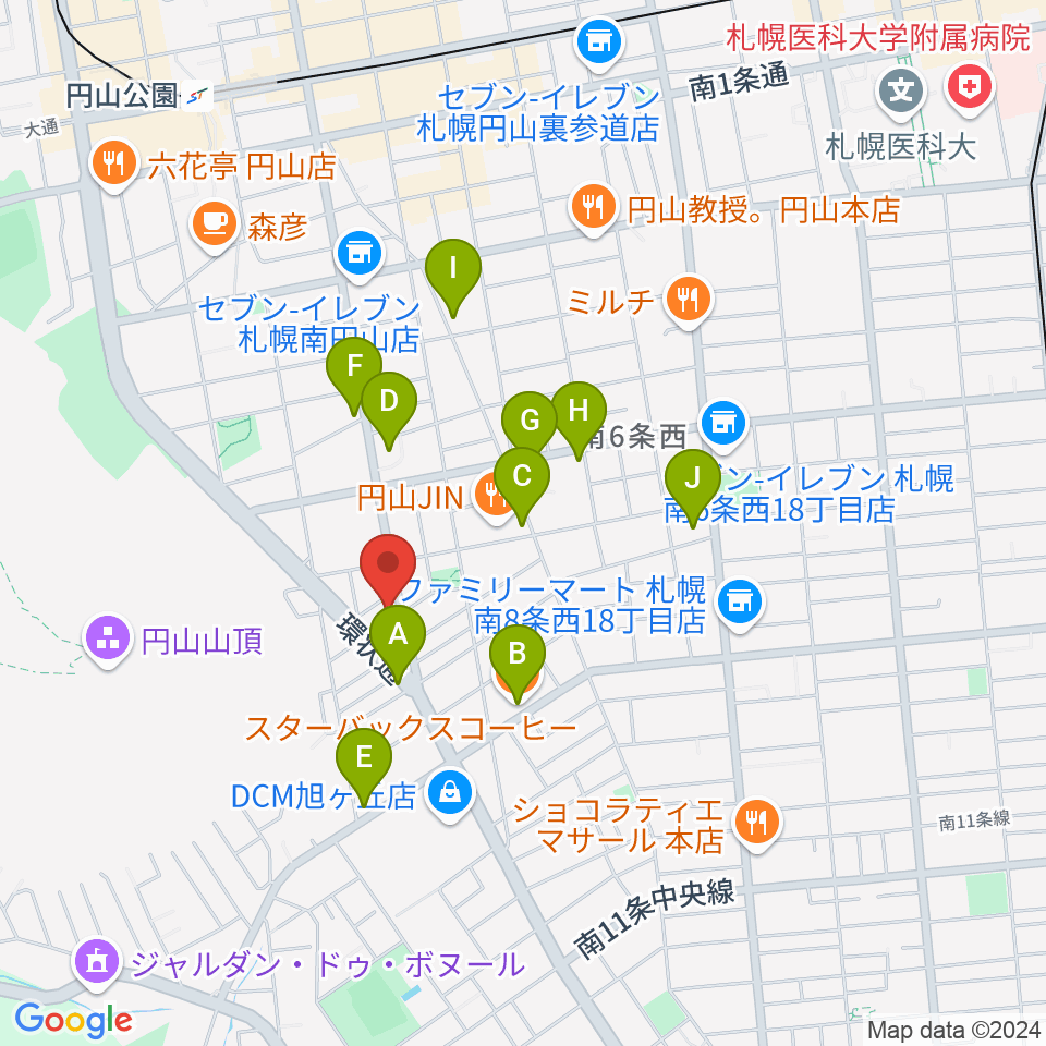 中古楽器専門店QUEST周辺のカフェ一覧地図