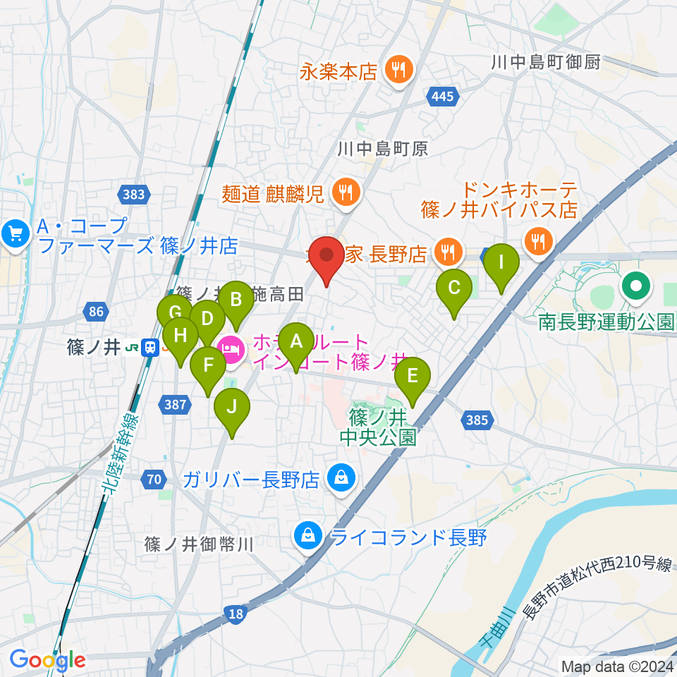 音楽堂 平林周辺のカフェ一覧地図