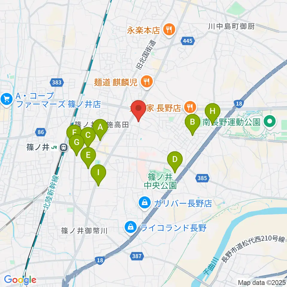 音楽堂 平林周辺のカフェ一覧地図