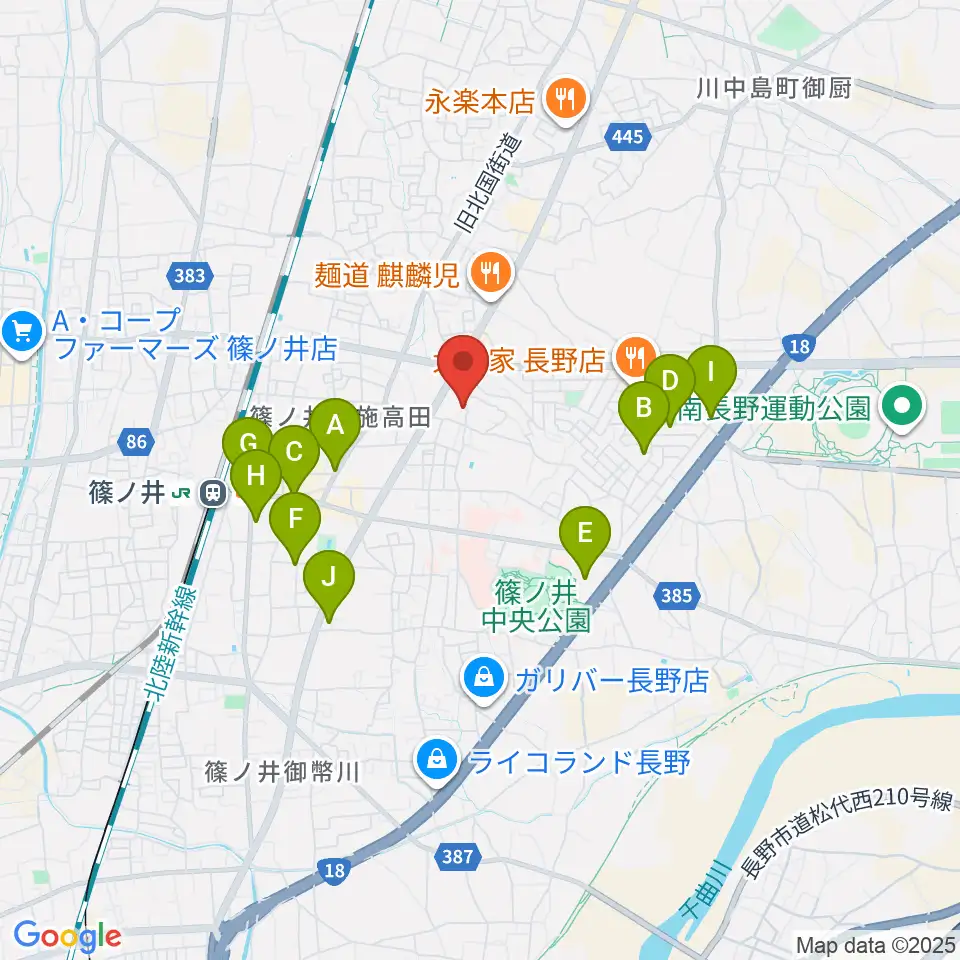 音楽堂 平林周辺のカフェ一覧地図
