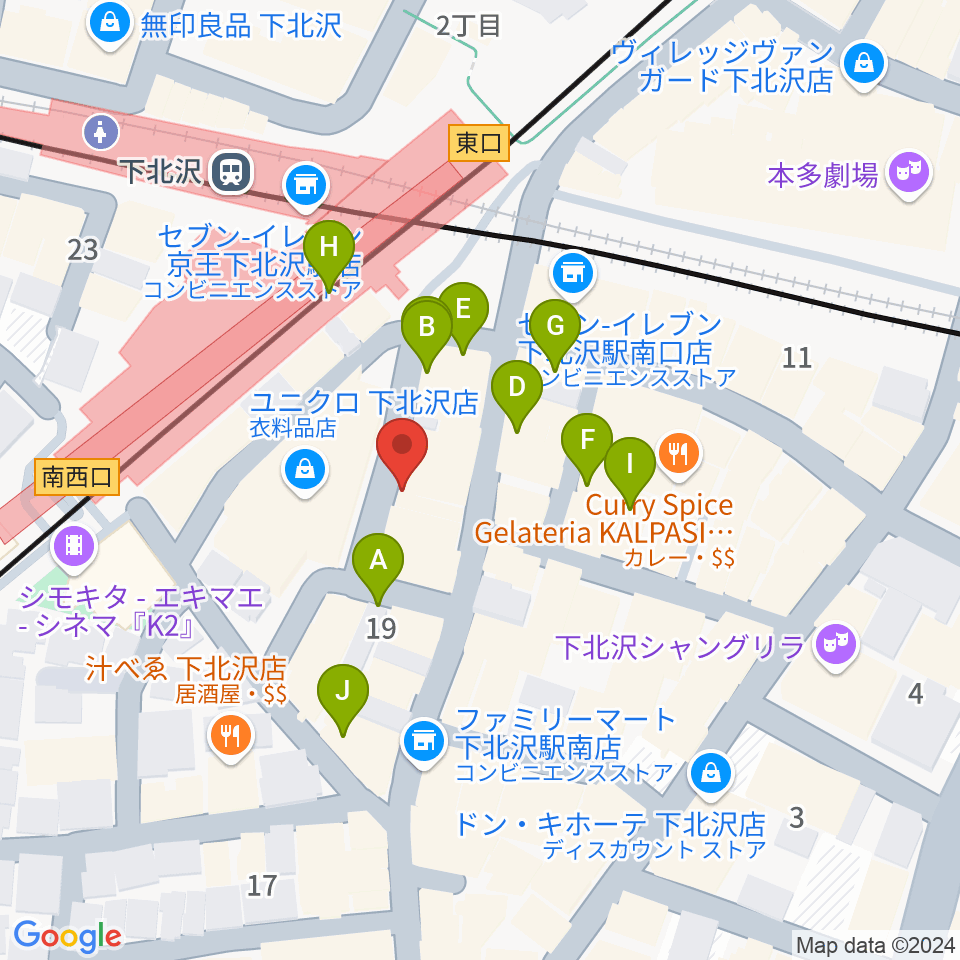 下北沢DRUM SONG周辺のカフェ一覧地図