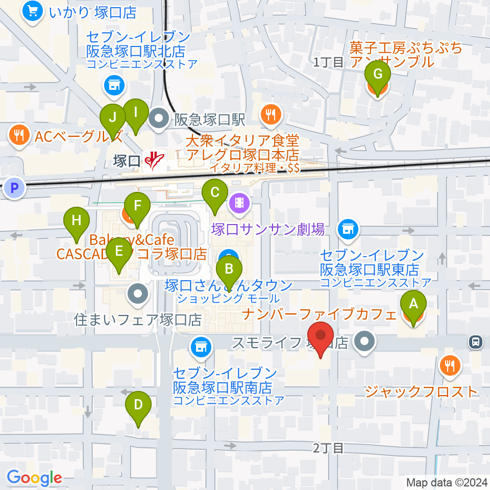 松田楽器ピアノギャラリー周辺のカフェ一覧地図