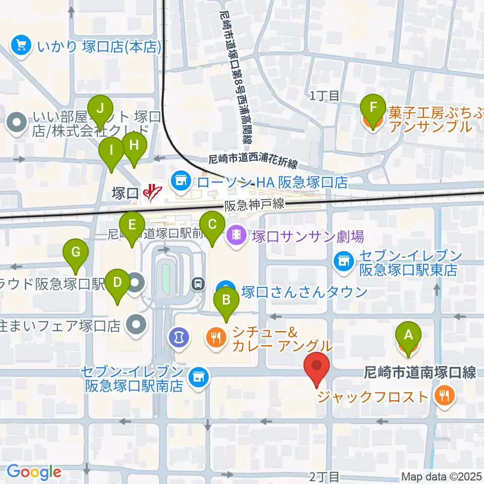 松田楽器ピアノギャラリー周辺のカフェ一覧地図