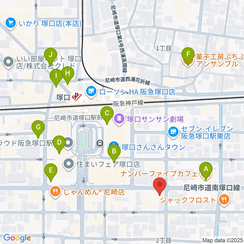 松田楽器ピアノギャラリー周辺のカフェ一覧地図