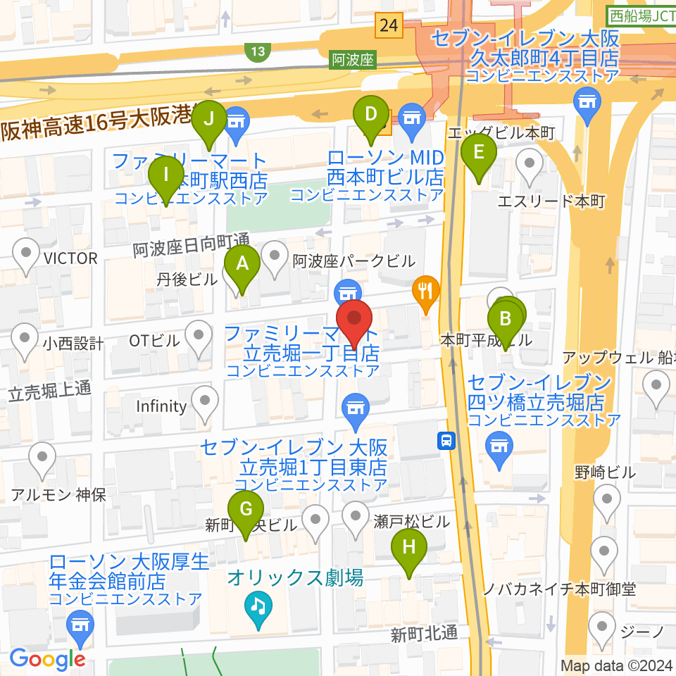 スマイルズミュージックサロン周辺のカフェ一覧地図