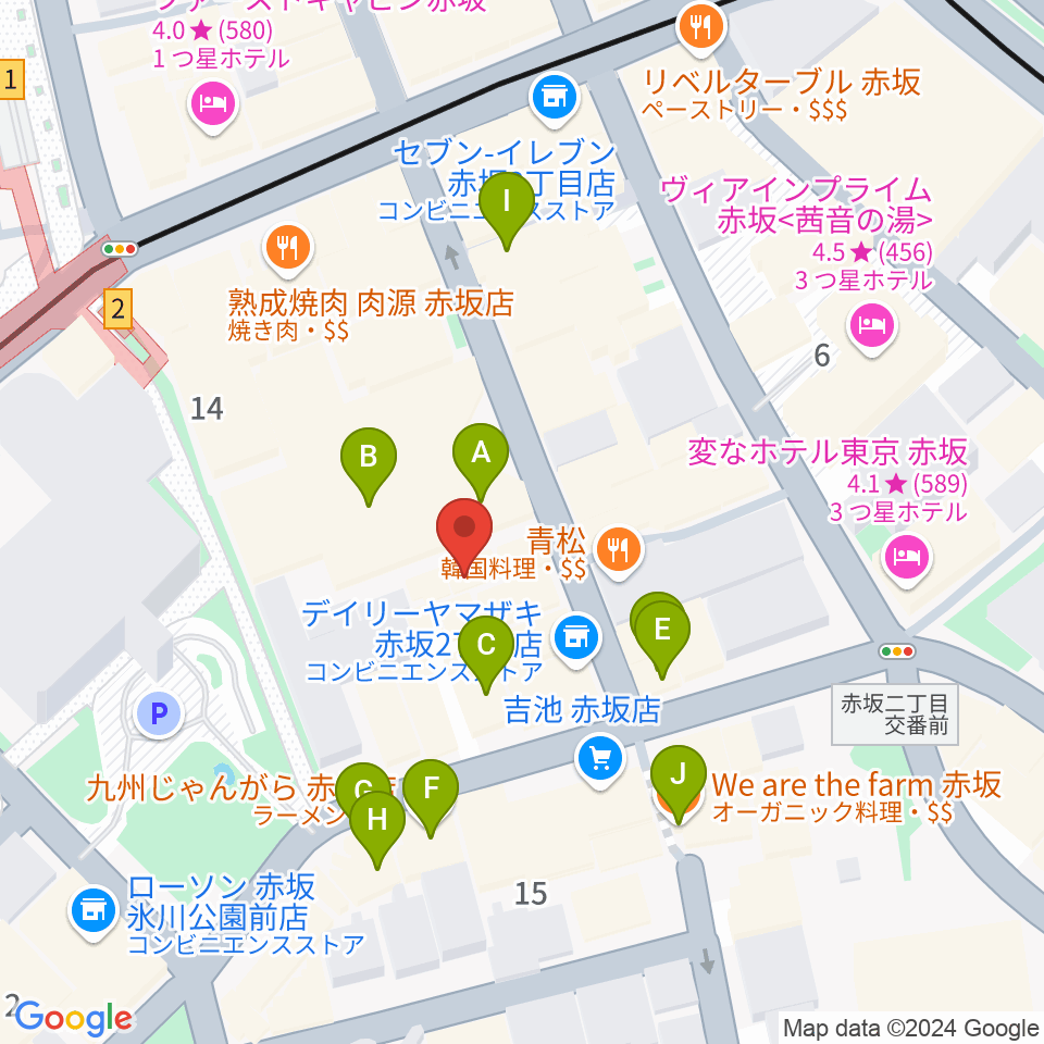 赤坂Jaka'z周辺のカフェ一覧地図