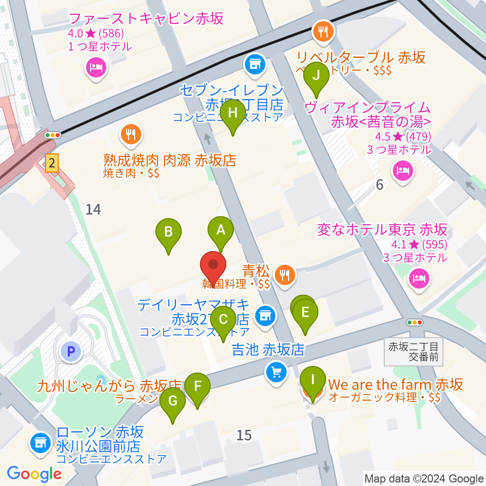 赤坂Jaka'z周辺のカフェ一覧地図